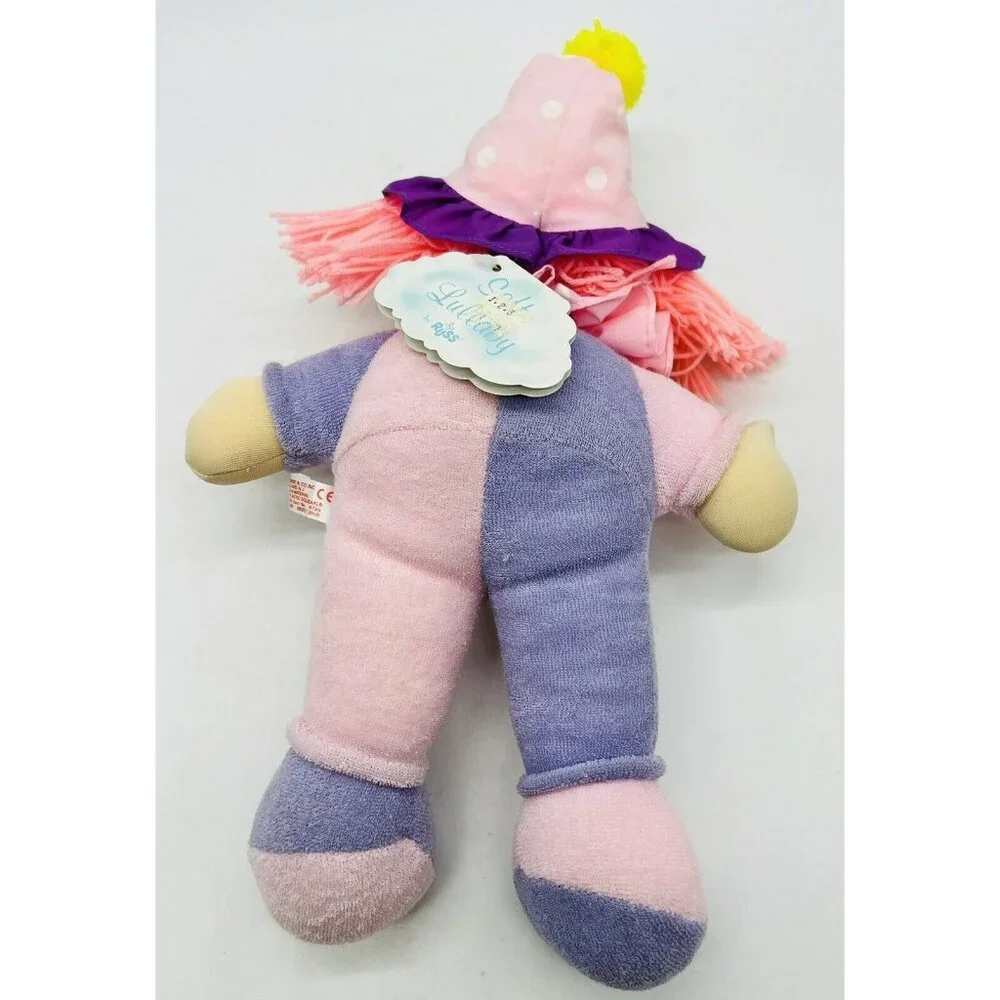 Russ Clown Plush Pink Purple Terry Cloth Stuffed Toy Pastel 12 inch Soft Lullaby